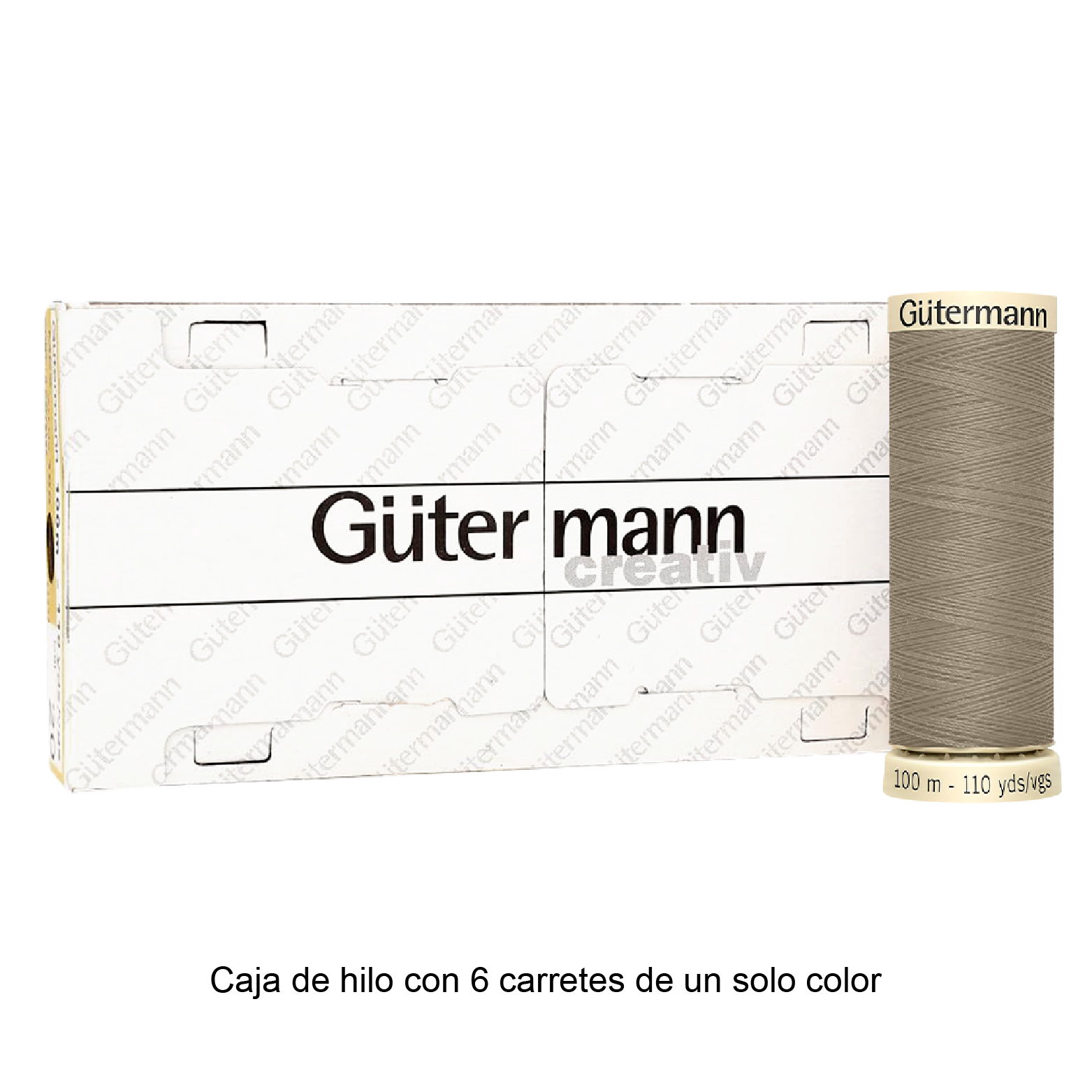 Colores Beige del Col. 500 al 551 - Hilo Gütermann Coselotodo de 100m caja con 6 carretes de un color