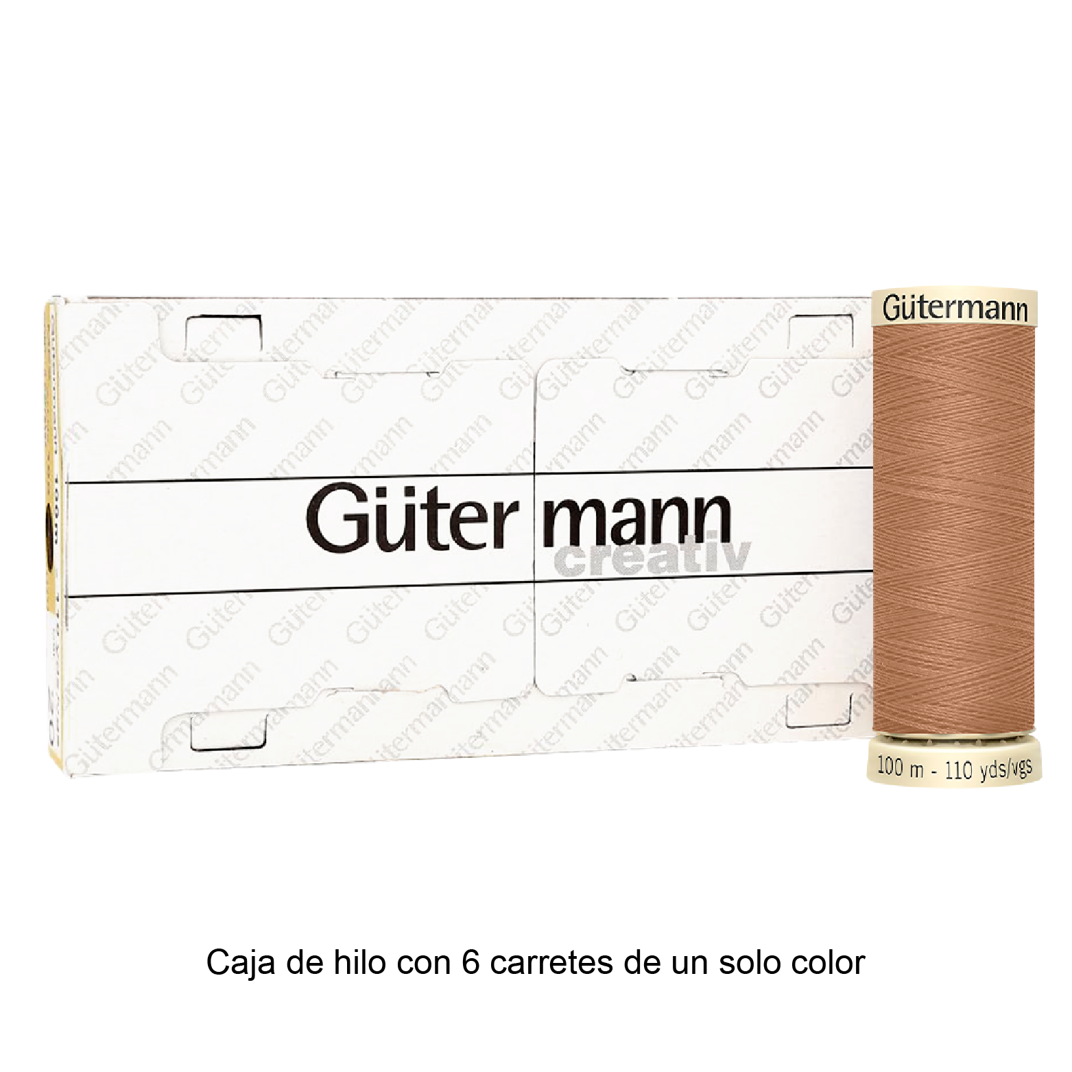 Colores Beige del Col. 500 al 551 - Hilo Gütermann Coselotodo de 100m caja con 6 carretes de un color