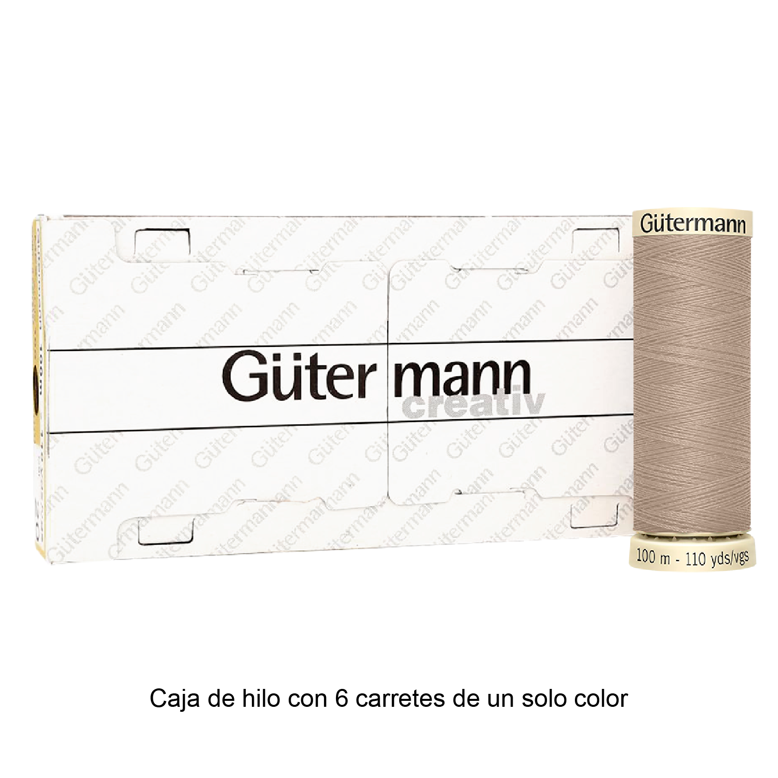 Colores Beige del Col. 500 al 551 - Hilo Gütermann Coselotodo de 100m caja con 6 carretes de un color