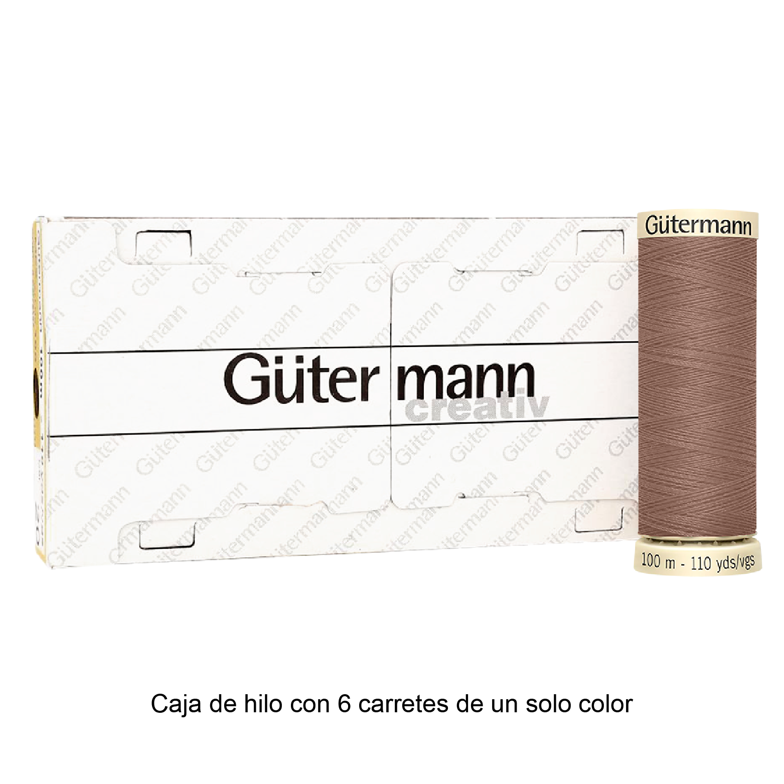 Colores Beige del Col. 500 al 551 - Hilo Gütermann Coselotodo de 100m caja con 6 carretes de un color