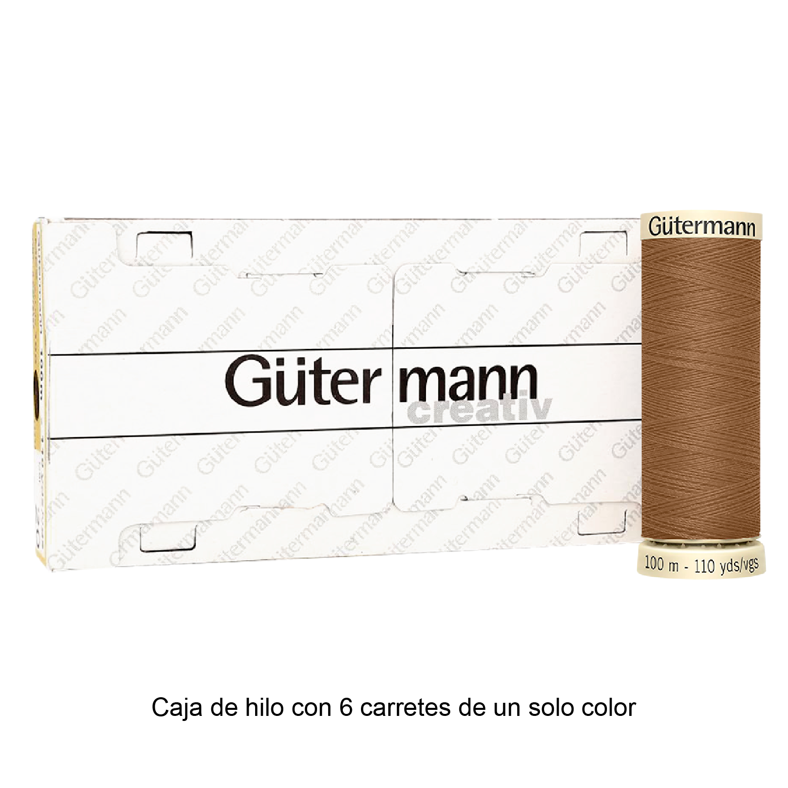 Colores Beige del Col. 500 al 551 - Hilo Gütermann Coselotodo de 100m caja con 6 carretes de un color