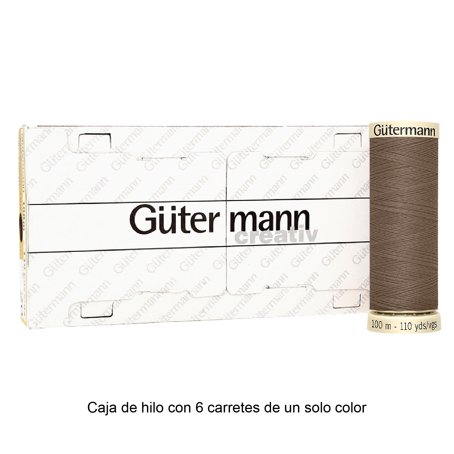 Colores Beige del Col. 500 al 551 - Hilo Gütermann Coselotodo de 100m caja con 6 carretes de un color