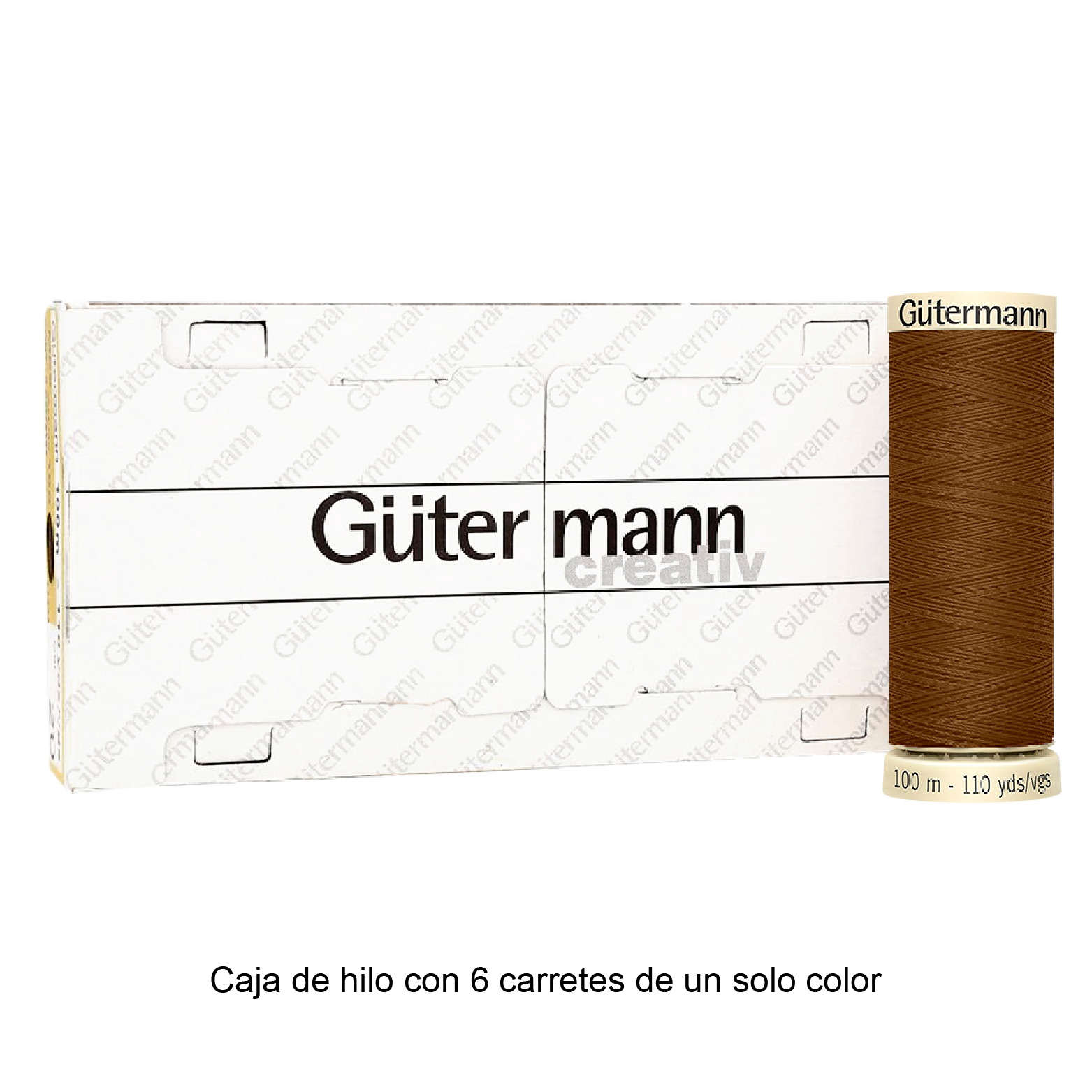 Colores Marrón del Col. 553 al 596 - Hilo Gütermann Coselotodo de 100m caja con 6 carretes de un color