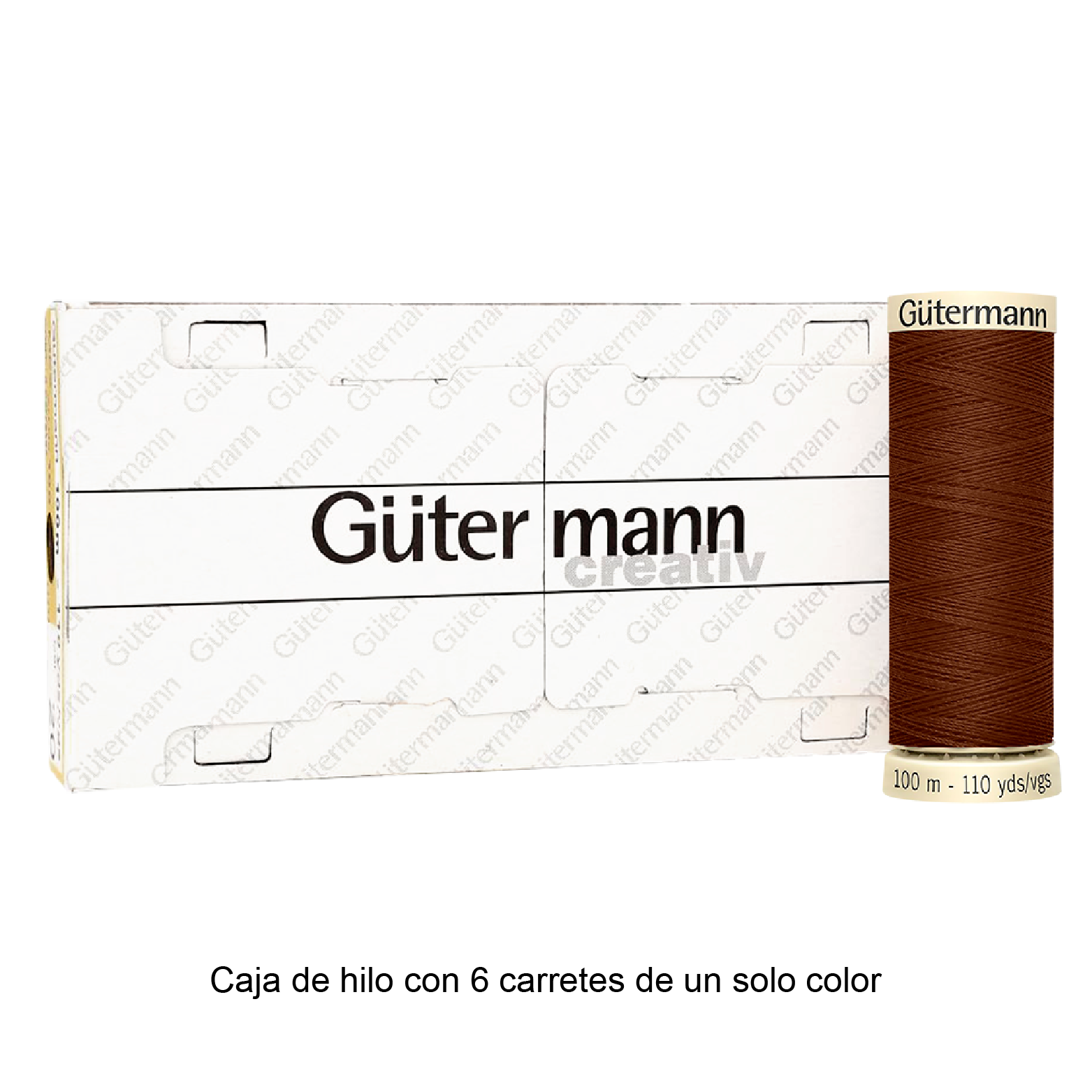 Colores Marrón del Col. 553 al 596 - Hilo Gütermann Coselotodo de 100m caja con 6 carretes de un color