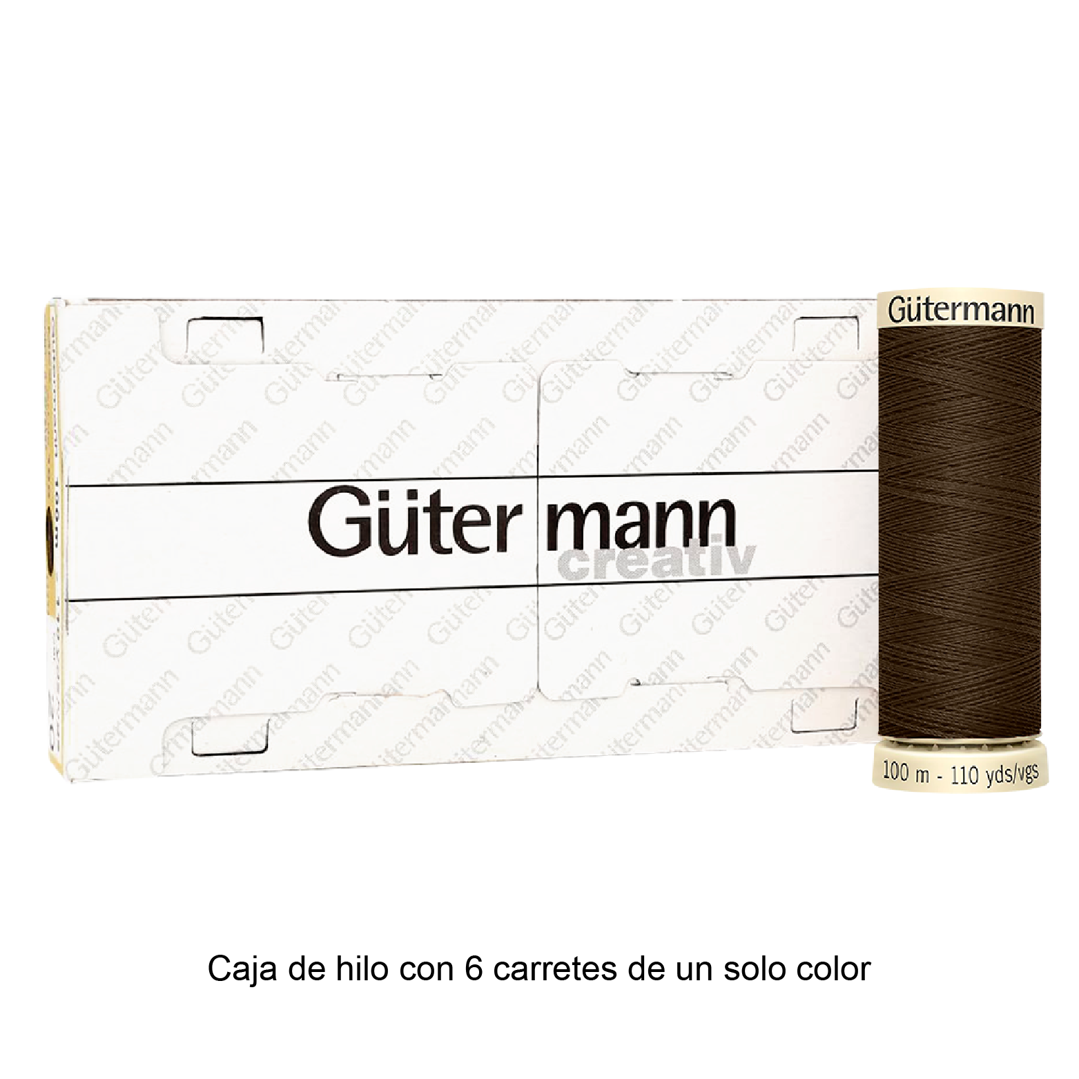 Colores Marrón del Col. 553 al 596 - Hilo Gütermann Coselotodo de 100m caja con 6 carretes de un color