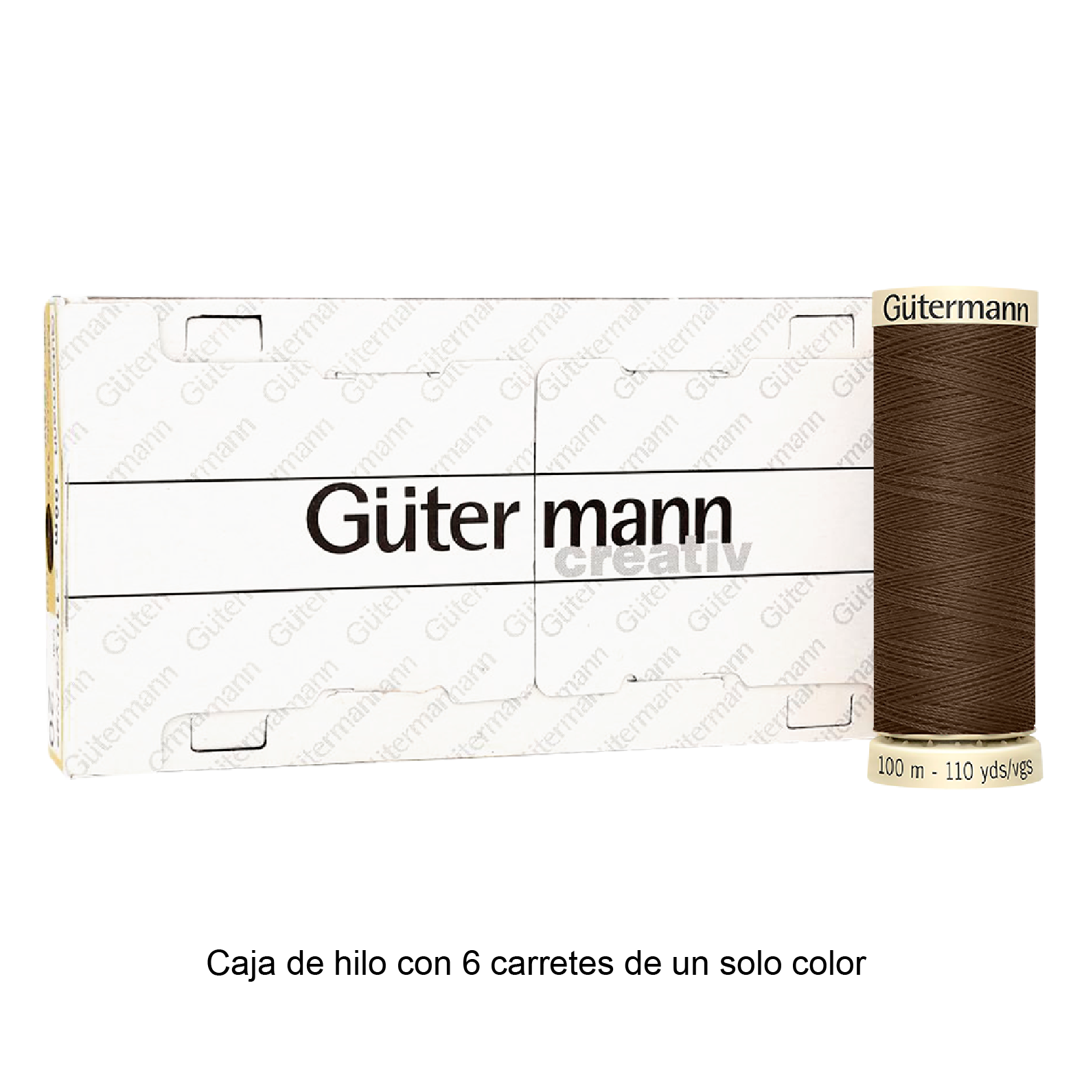 Colores Marrón del Col. 553 al 596 - Hilo Gütermann Coselotodo de 100m caja con 6 carretes de un color
