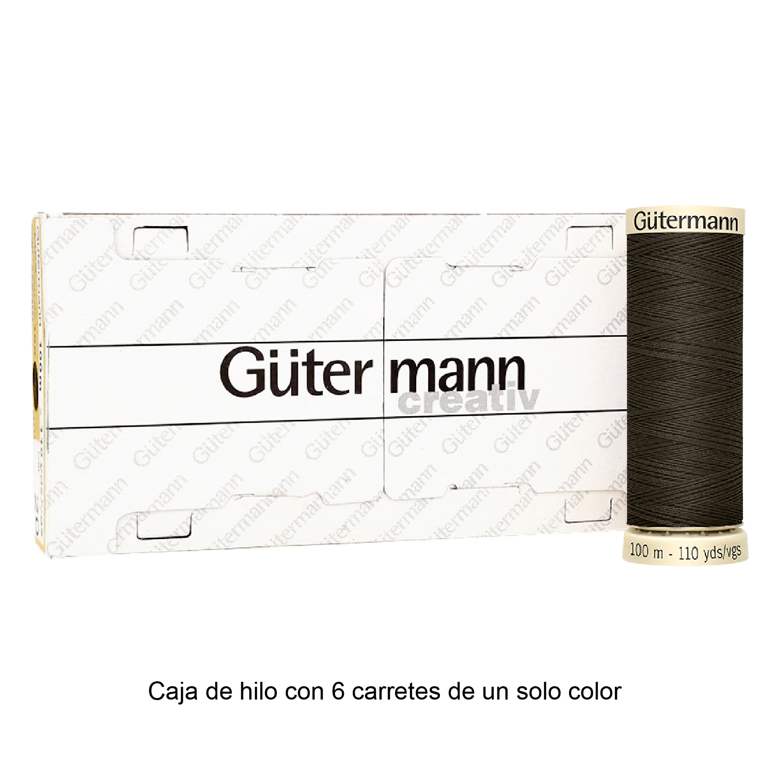 Colores Marrón del Col. 553 al 596 - Hilo Gütermann Coselotodo de 100m caja con 6 carretes de un color