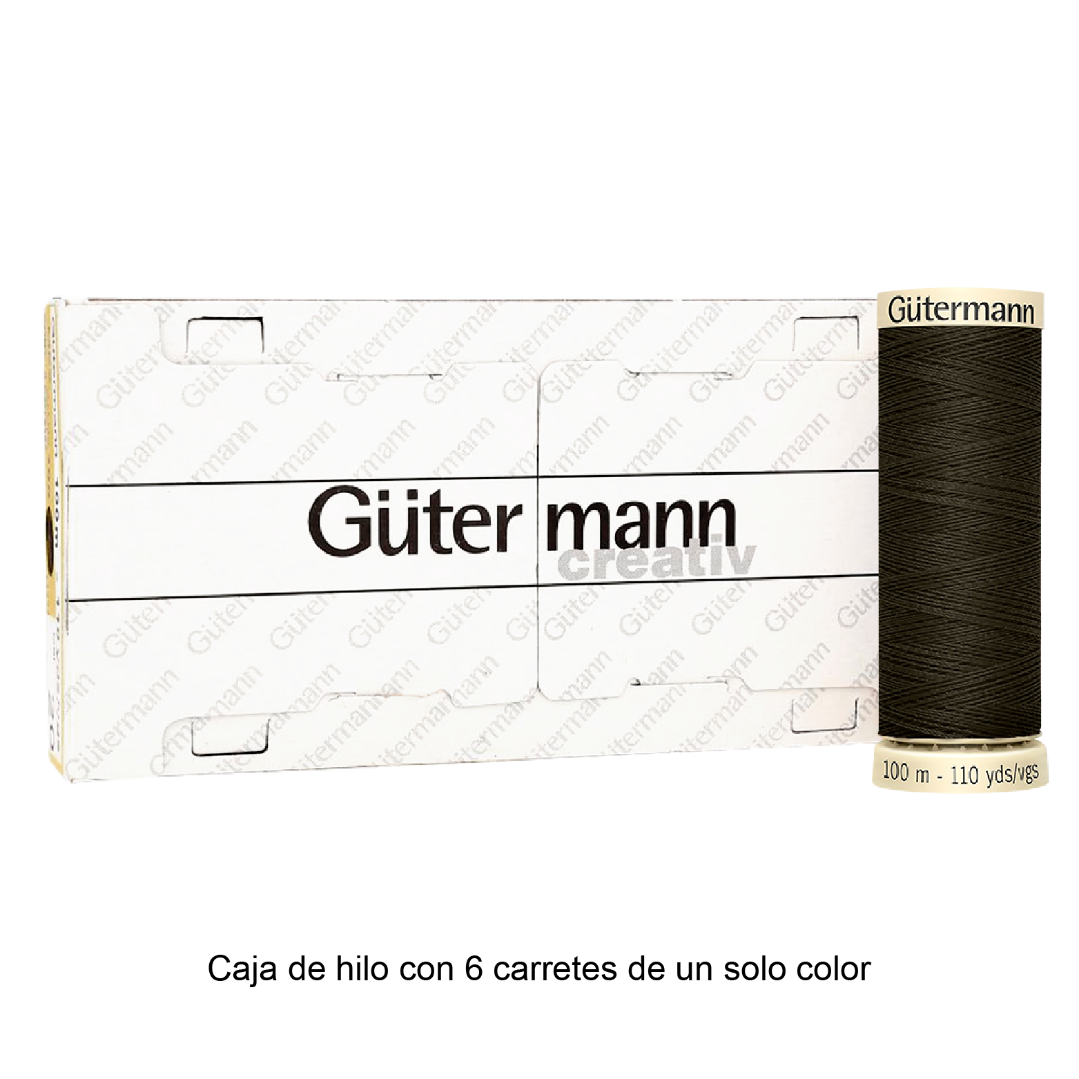 Colores Marrón del Col. 553 al 596 - Hilo Gütermann Coselotodo de 100m caja con 6 carretes de un color