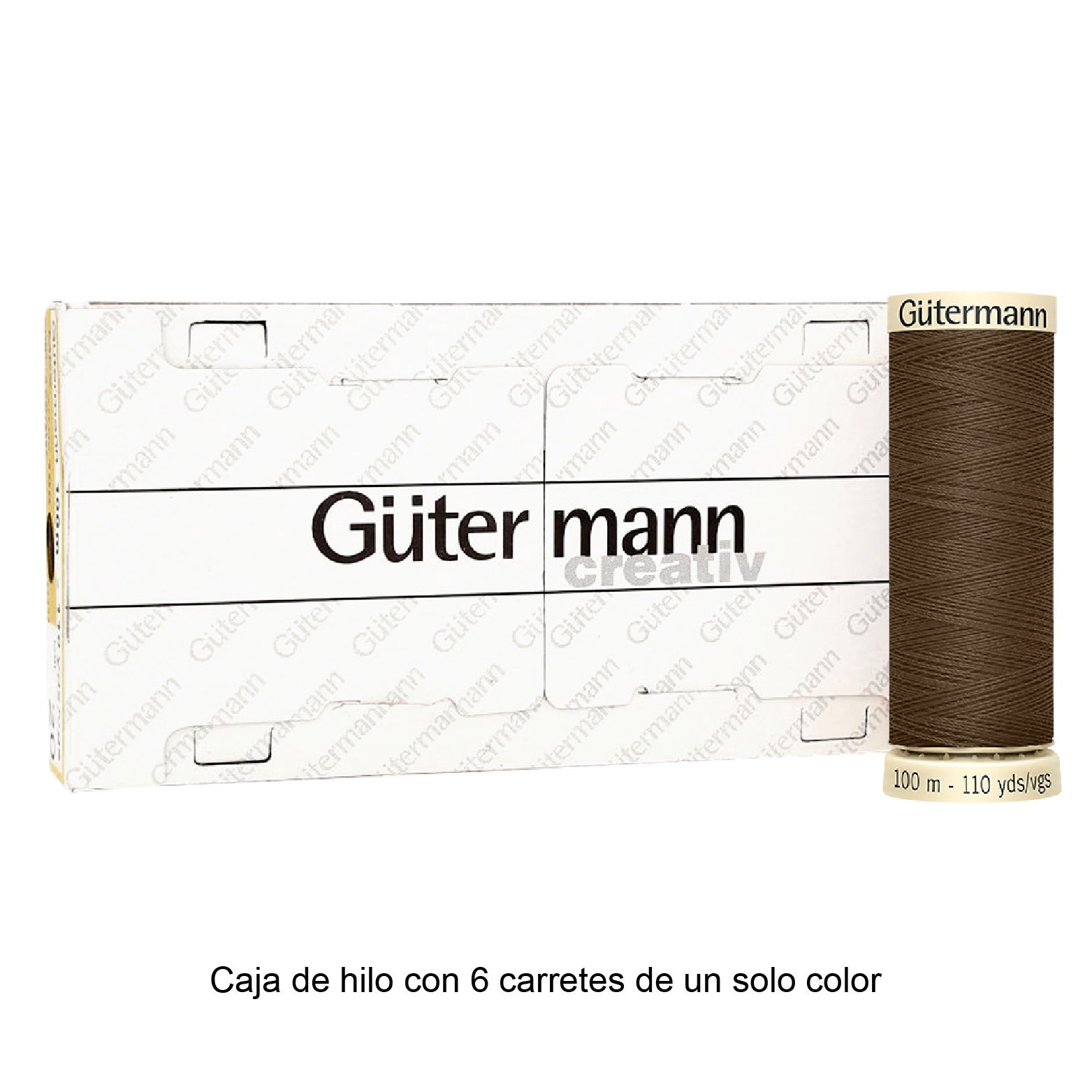 Colores Marrón del Col. 553 al 596 - Hilo Gütermann Coselotodo de 100m caja con 6 carretes de un color