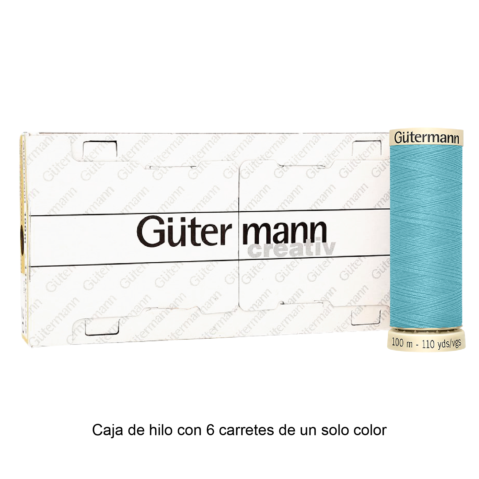 Colores Aqua del Col. 600 al 704 - Hilo Gütermann Coselotodo de 100m caja con 6 carretes de un color