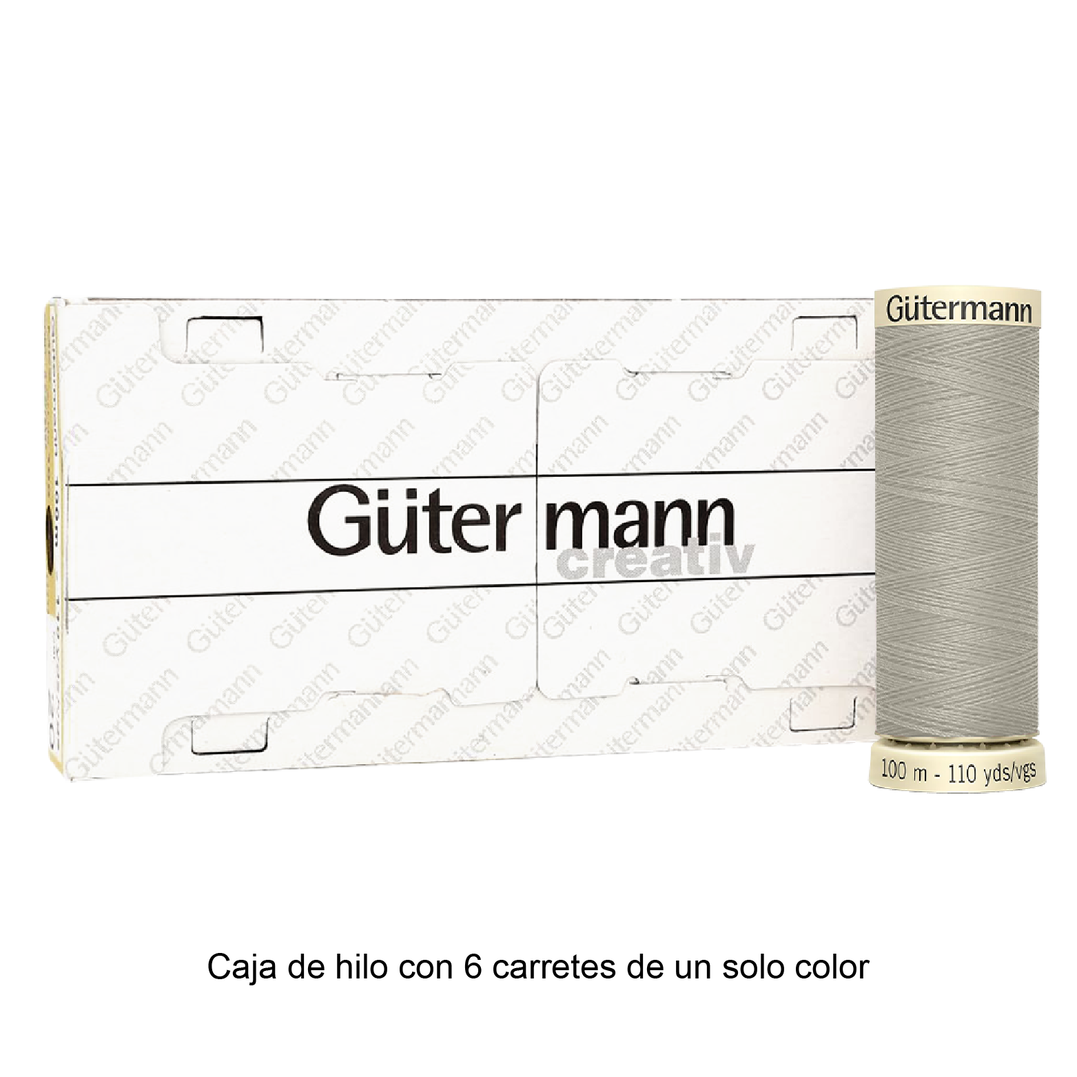 Colores Blancos y Grises del Col. 10 al 126 - Hilo Gütermann Coselotodo de 100m caja con 6 carretes de un color