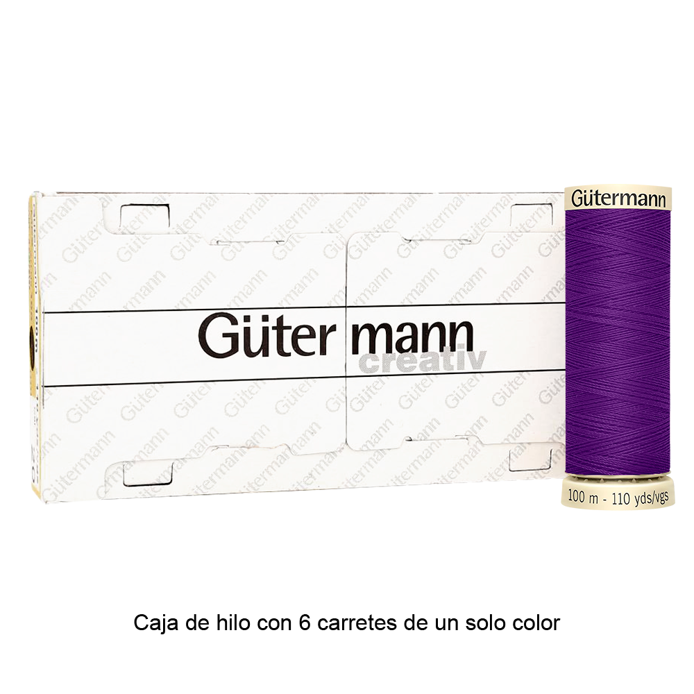 Colores Lilas y Violetas del Col. 900 al 945 - Hilo Gütermann Coselotodo de 100m caja con 6 carretes de un color