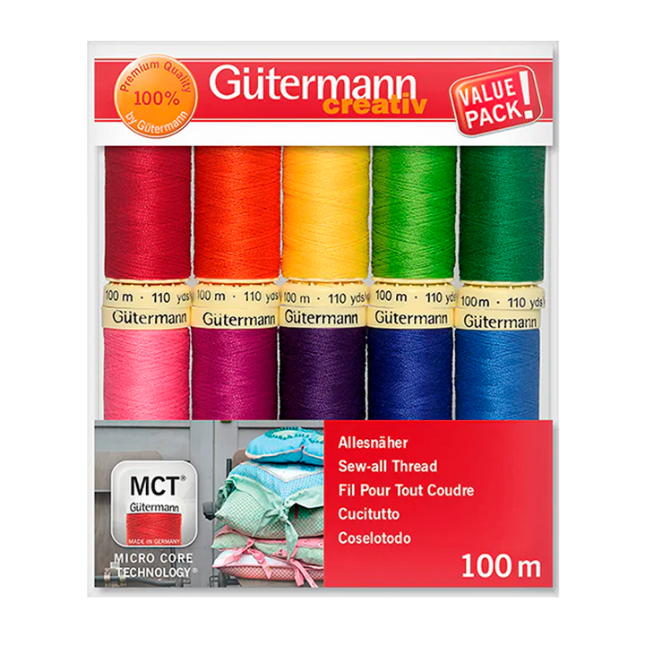 Blister con 10 carretes de hilo Gütermann Coselotodo 100m