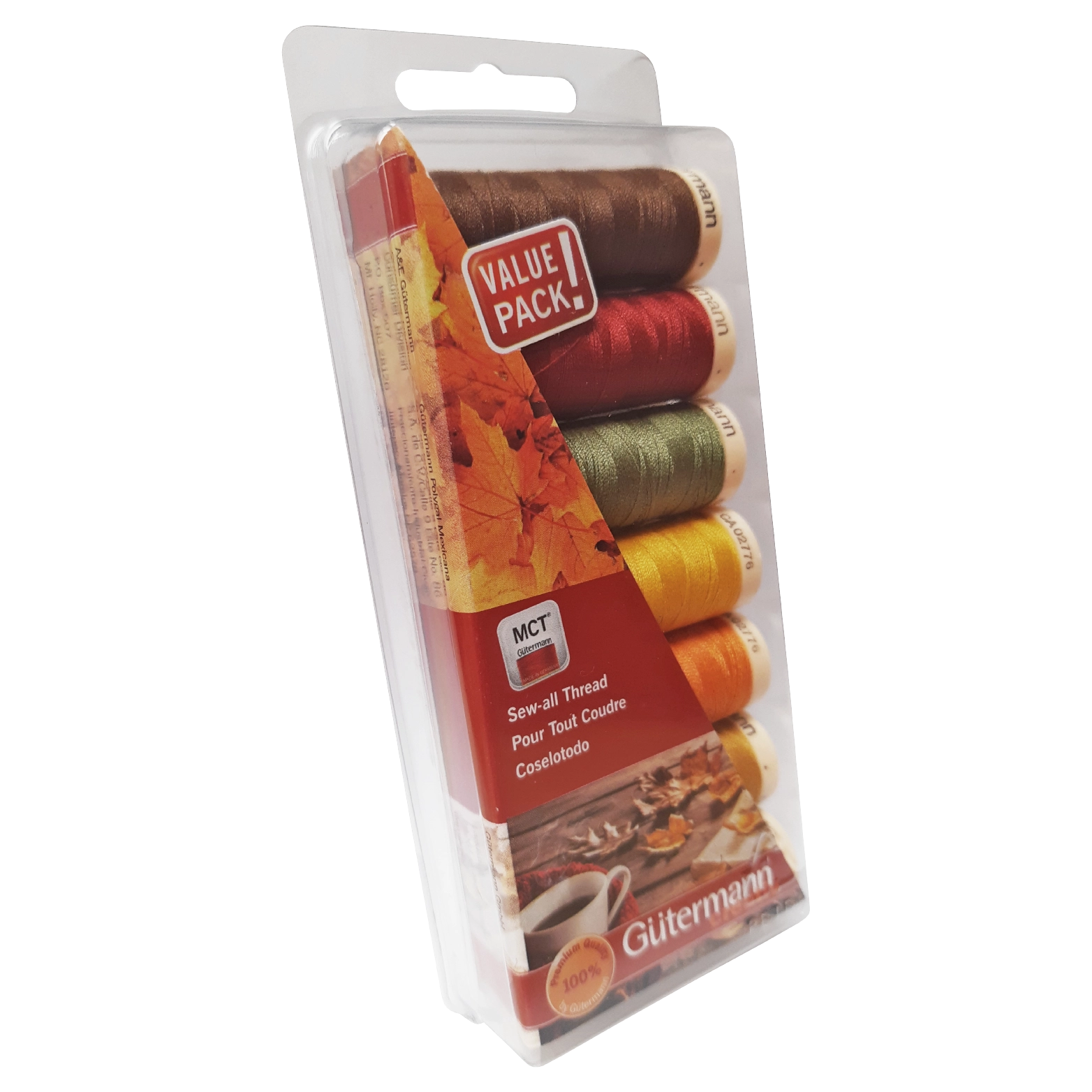 Blister con 7 carretes de hilo Gütermann Coselotodo 100m Otoño
