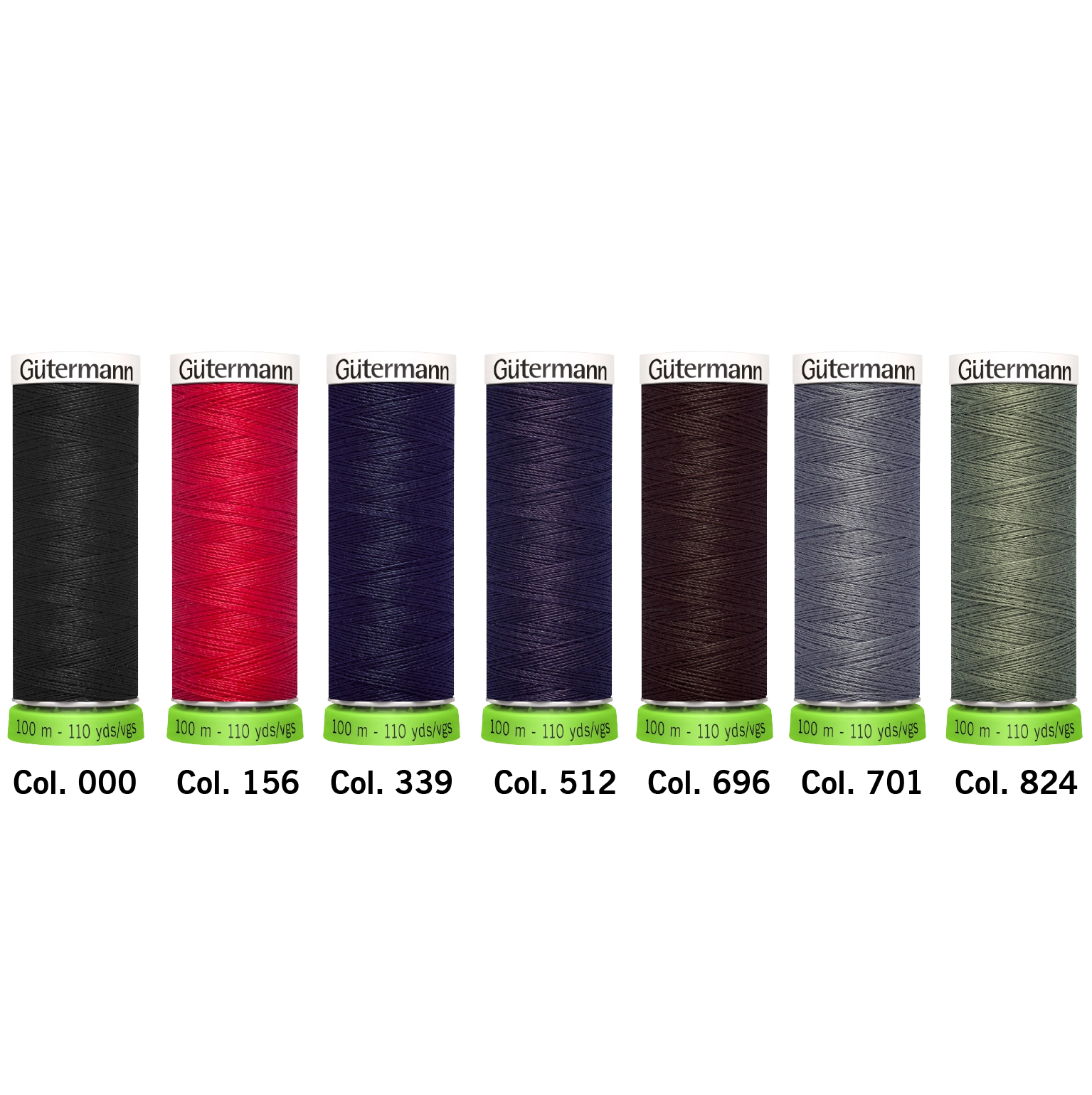Blister con 7 carretes de hilo rPET Gütermann 100m