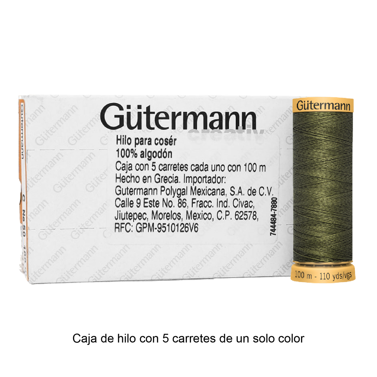 Hilo De Coser Gutermann De Algodón Natural - Bobina De 100 Metros - Color 6206 - Lavable A 95º