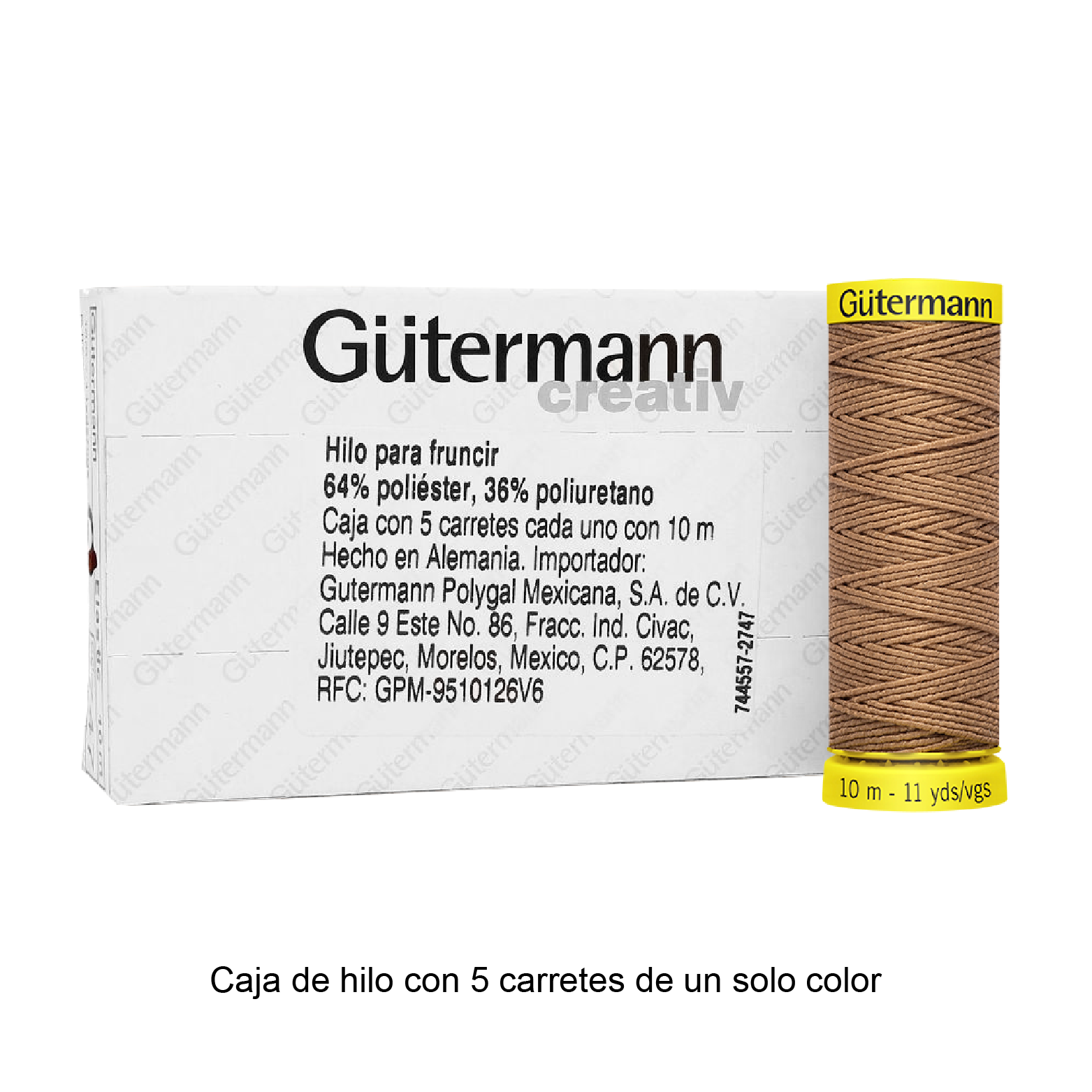 Hilo Gütermann Elástico de 10m caja con 5 carretes de un color