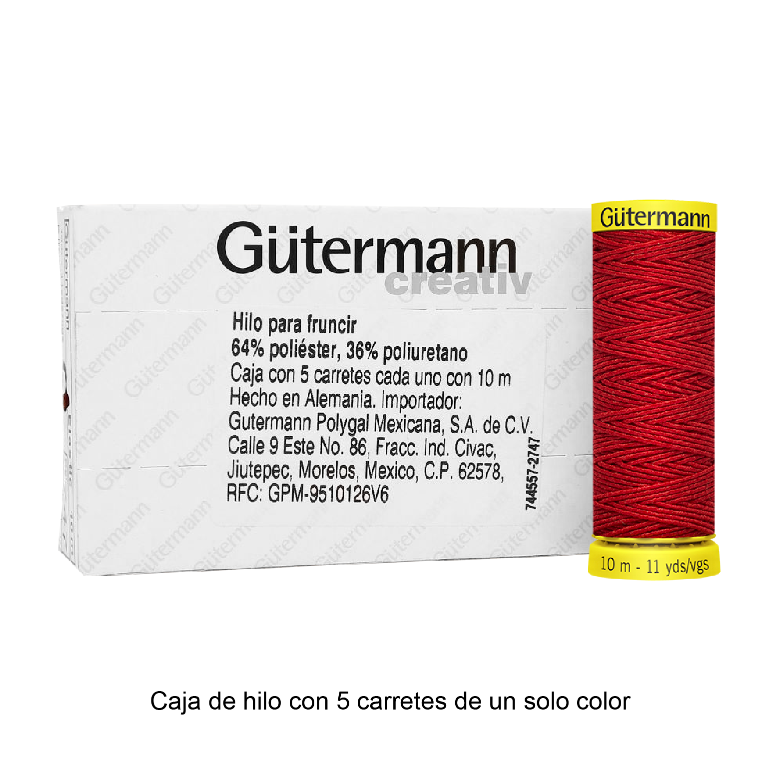 Hilo Gütermann Elástico de 10m caja con 5 carretes de un color