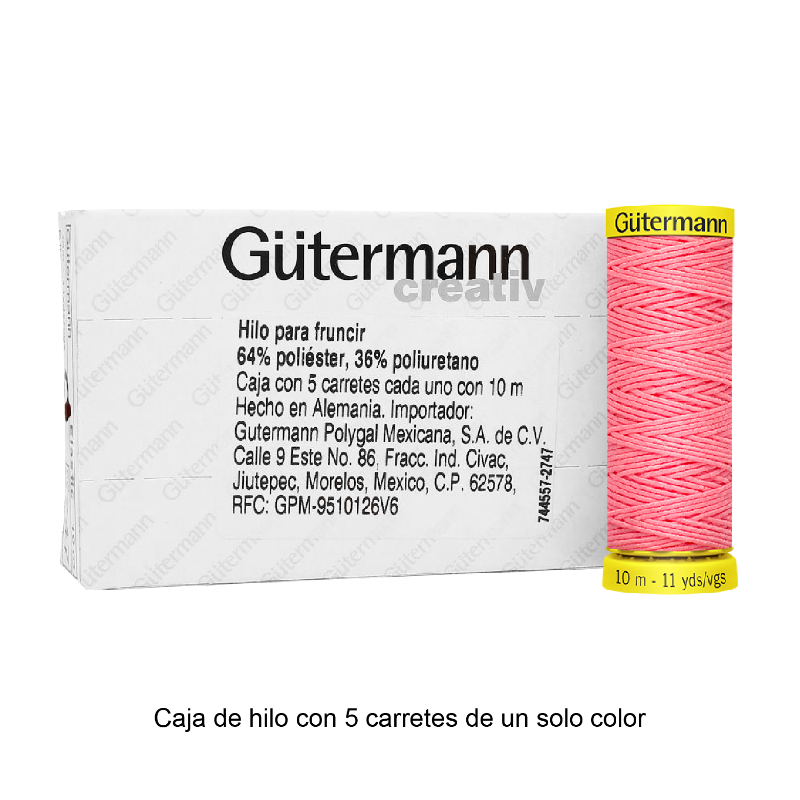 Hilo Gütermann Elástico de 10m caja con 5 carretes de un color