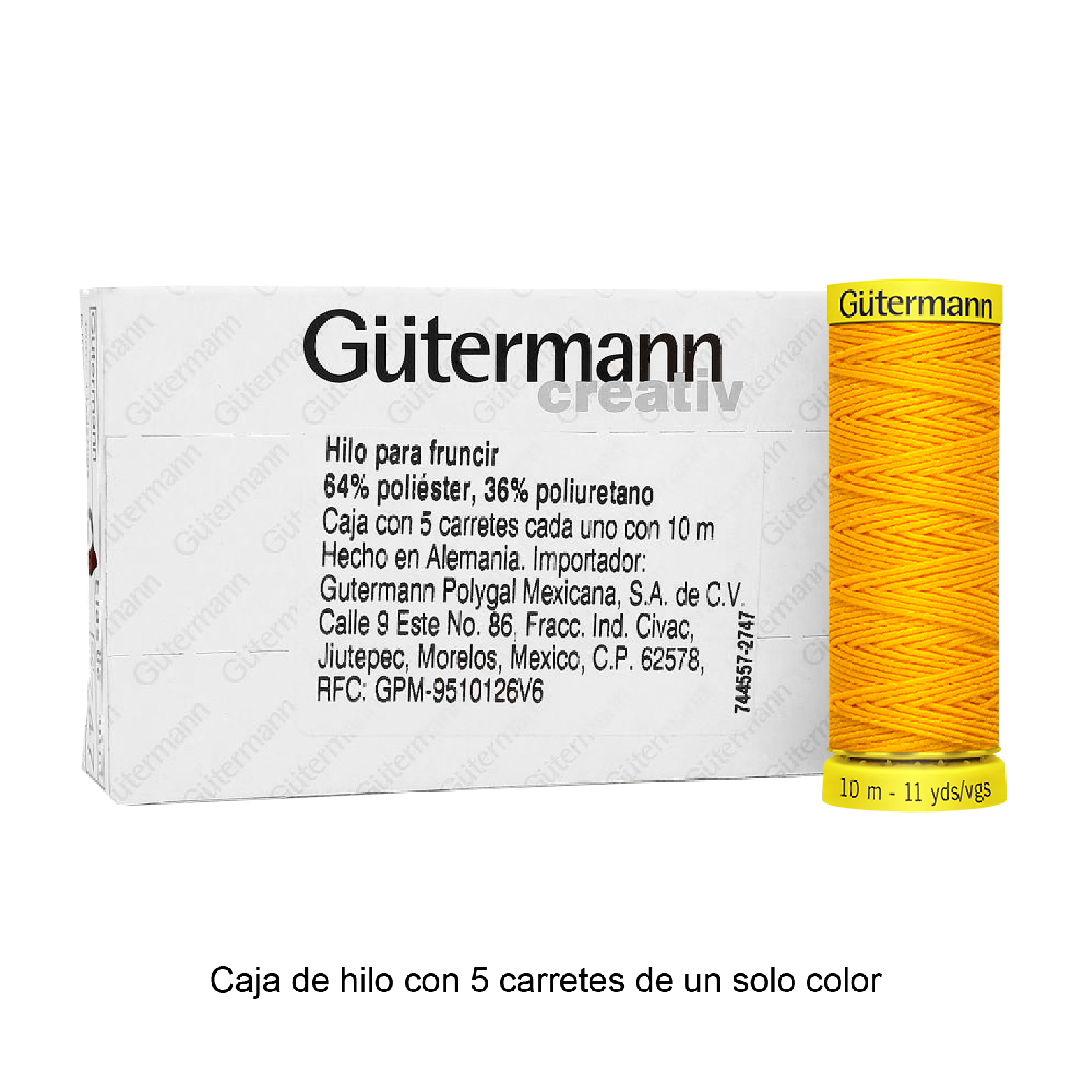 Hilo Gütermann Elástico de 10m caja con 5 carretes de un color