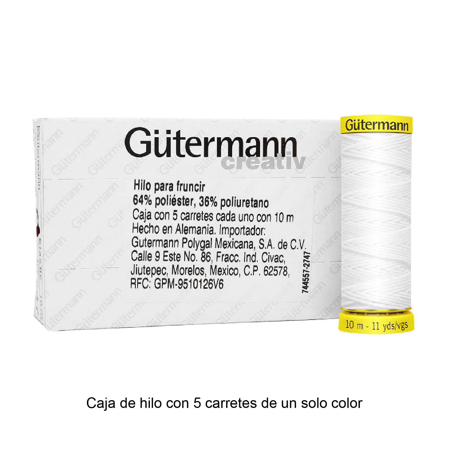 Hilo Gütermann Elástico de 10m caja con 5 carretes de un color