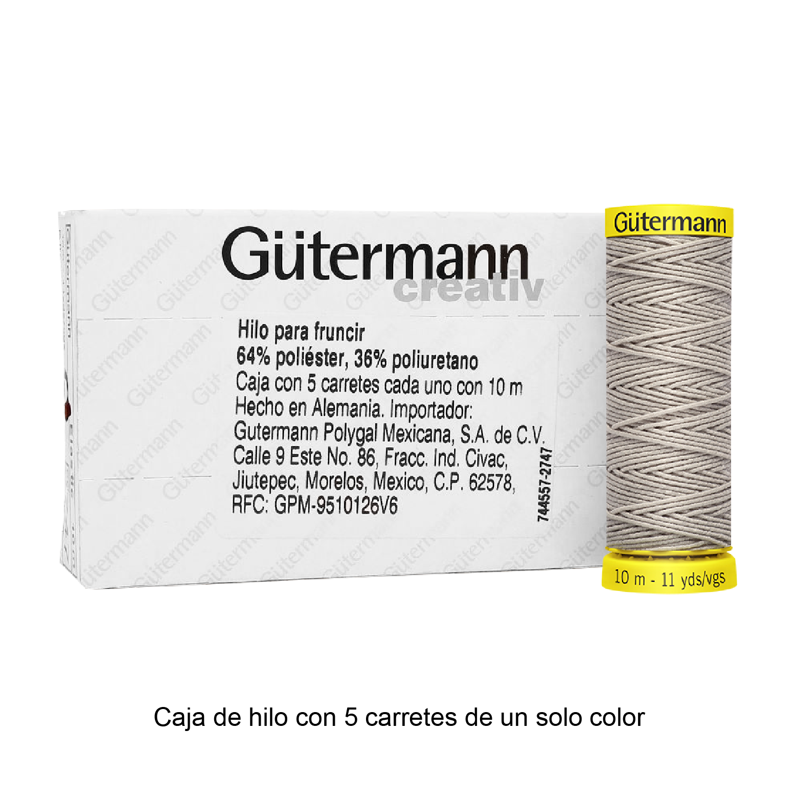 Hilo Gütermann Elástico de 10m caja con 5 carretes de un color