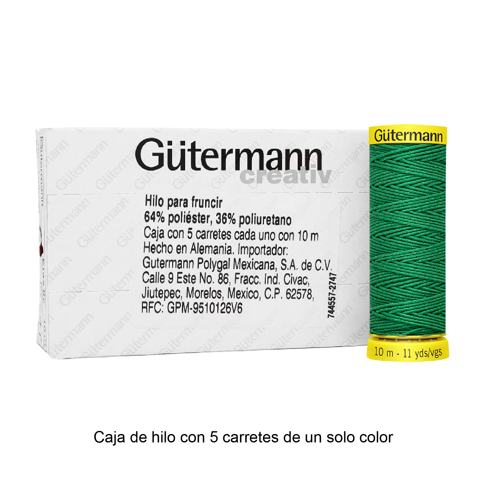 Hilo Gütermann Elástico de 10m caja con 5 carretes de un color