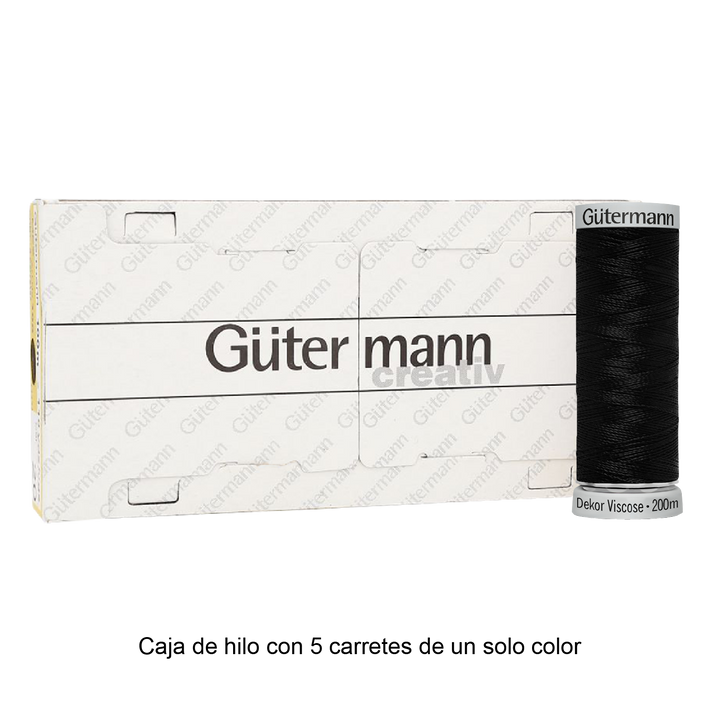 Hilo Gütermann Dekor Viscose de 200m caja con 5 carretes de un color