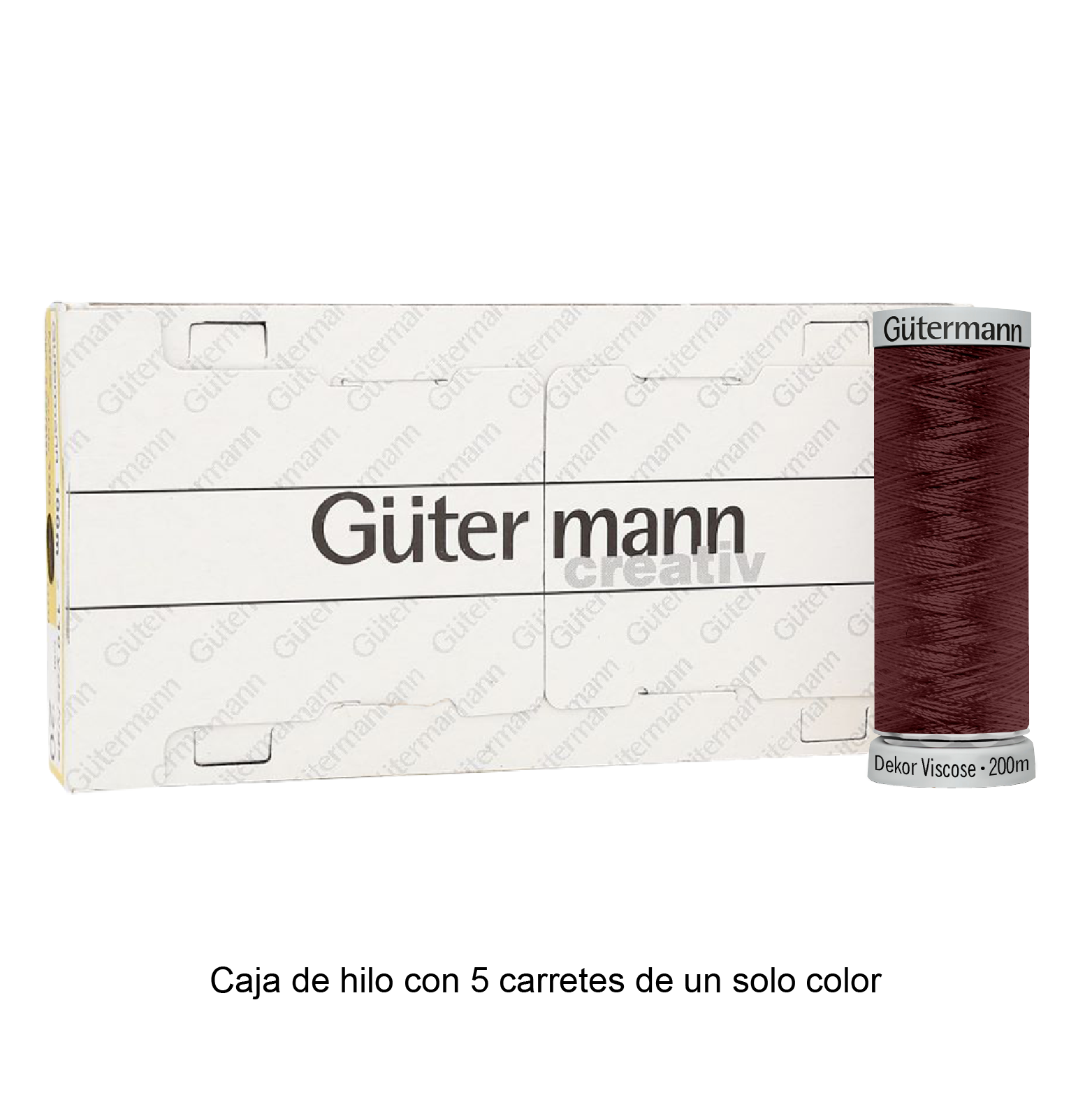 Hilo Gütermann Dekor Viscose de 200m caja con 5 carretes de un color