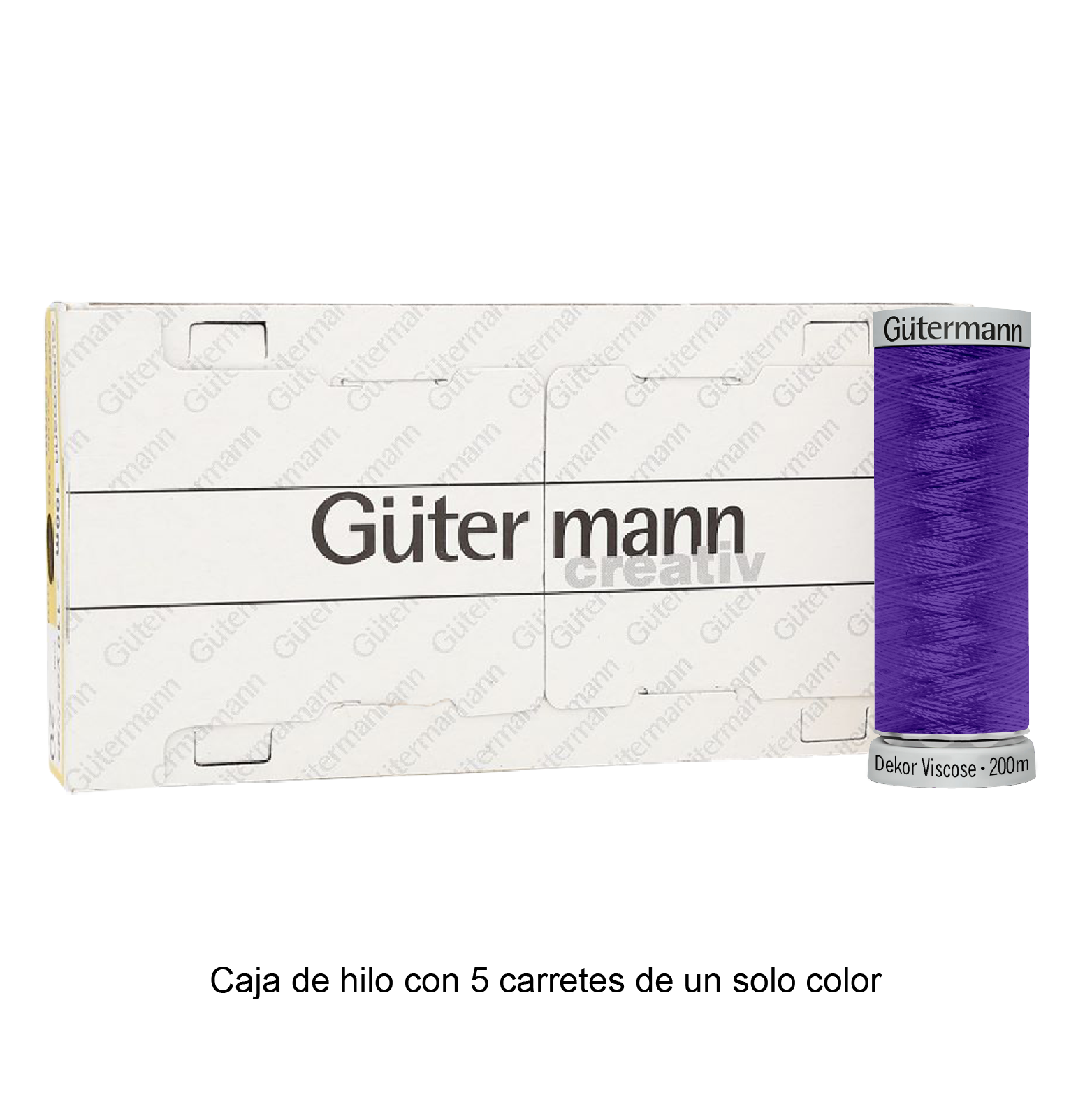 Hilo Gütermann Dekor Viscose de 200m caja con 5 carretes de un color