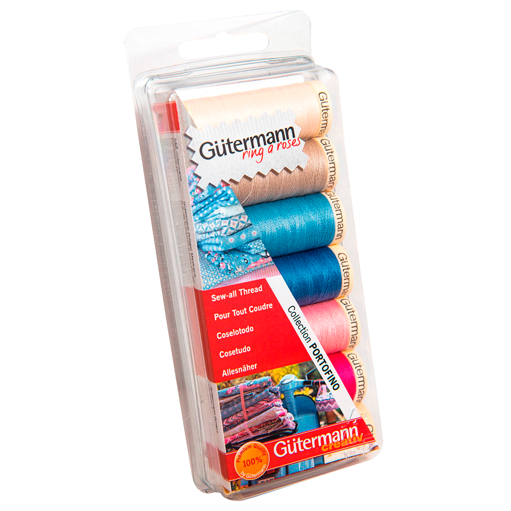 Blister con 7 carretes de hilo Gütermann Coselotodo 100m Colección Portofino