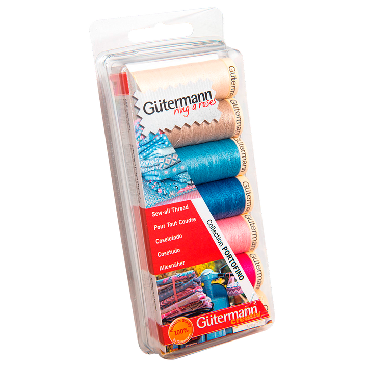 Blister con 7 carretes de hilo Gütermann Coselotodo 100m Colección Portofino