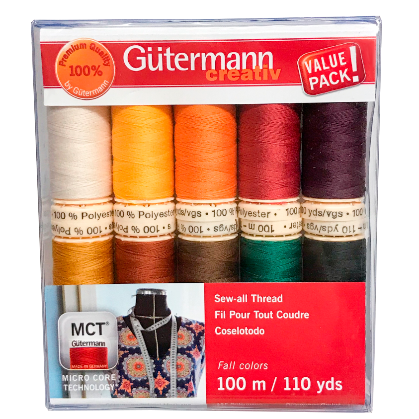 Blister con 10 carretes de hilo Gütermann Coselotodo 100m - Otoño