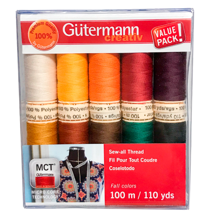 Blister con 10 carretes de hilo Gütermann Coselotodo 100m - Otoño
