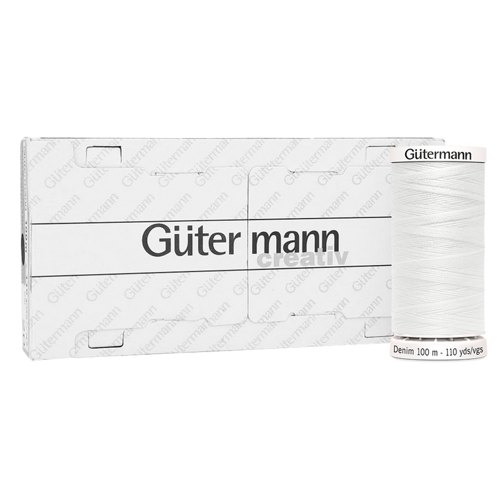 Hilo Gütermann Denim Col. 1016 de 100m caja con 5 carretes