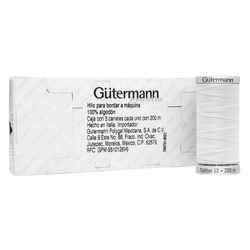 Hilo Gütermann Cotton 12 de 200m caja con 5 carretes